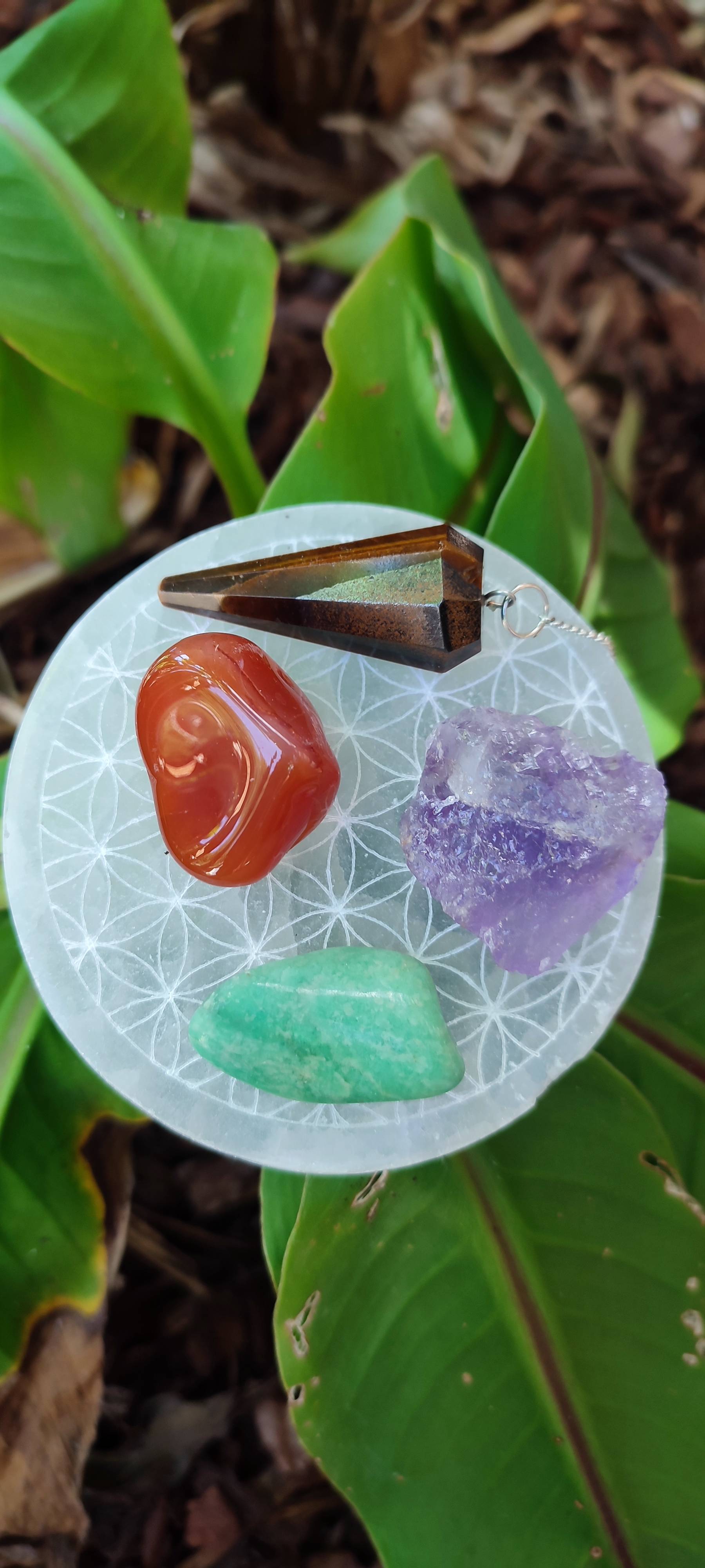 Disque de sélénite fleurs de vie