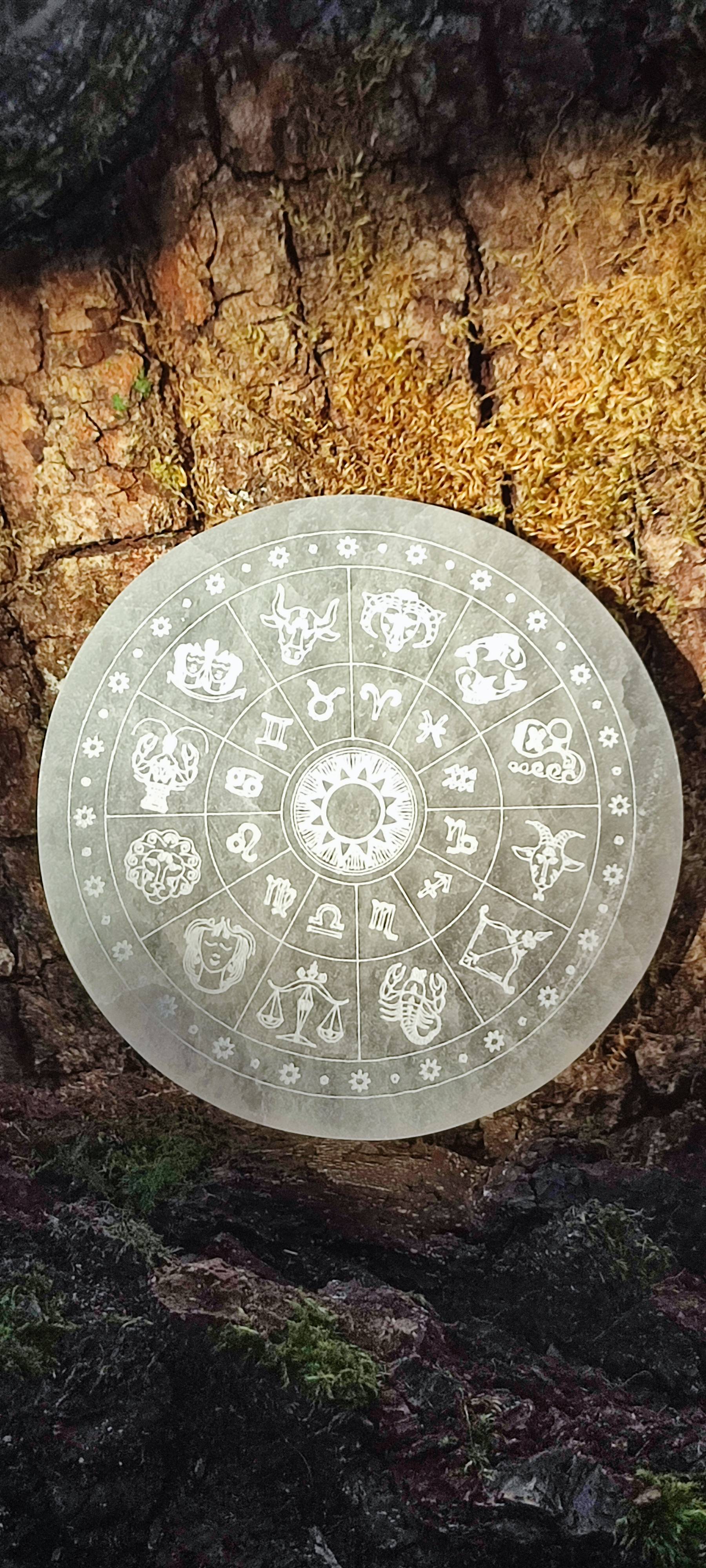 Disque de sélénite signe du zodiaque