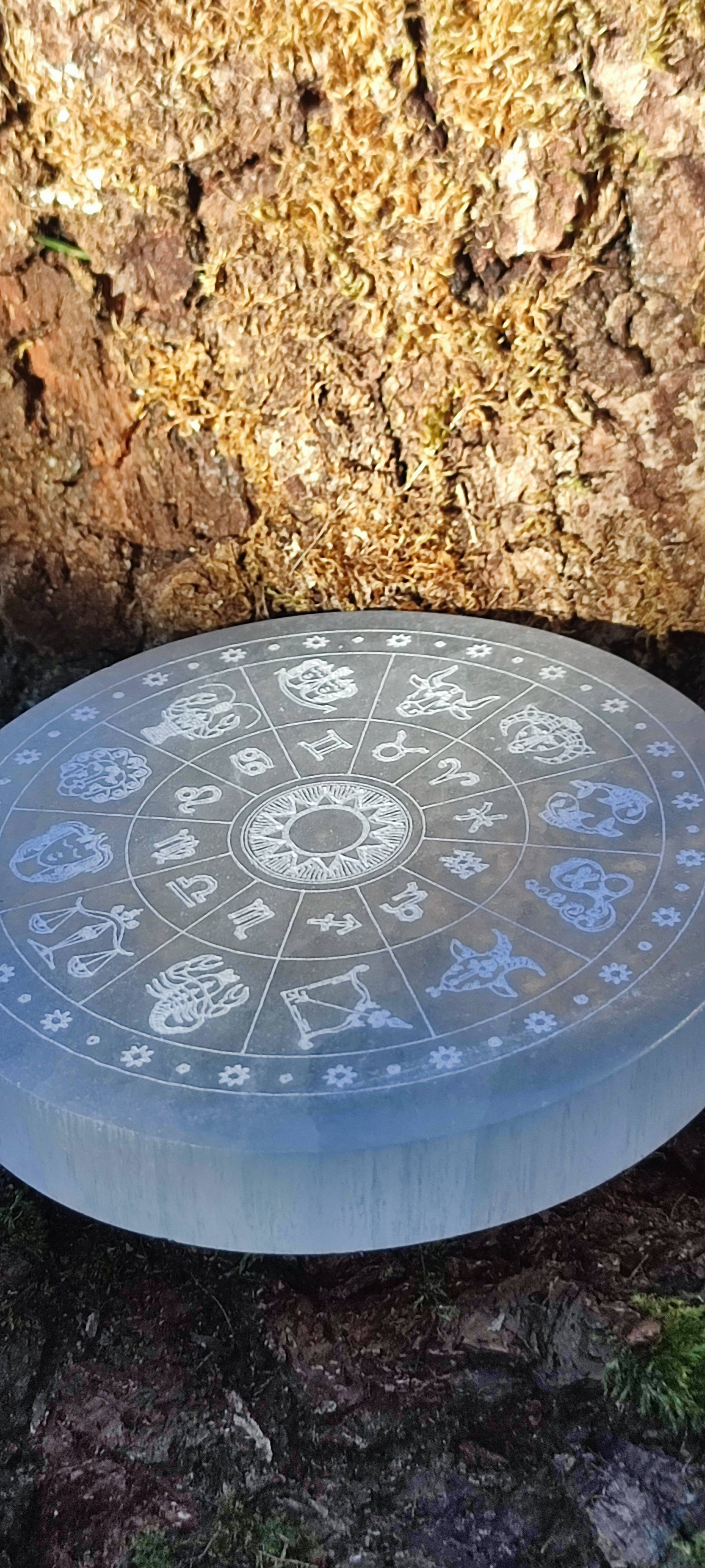 Disque de sélénite signe du zodiaque
