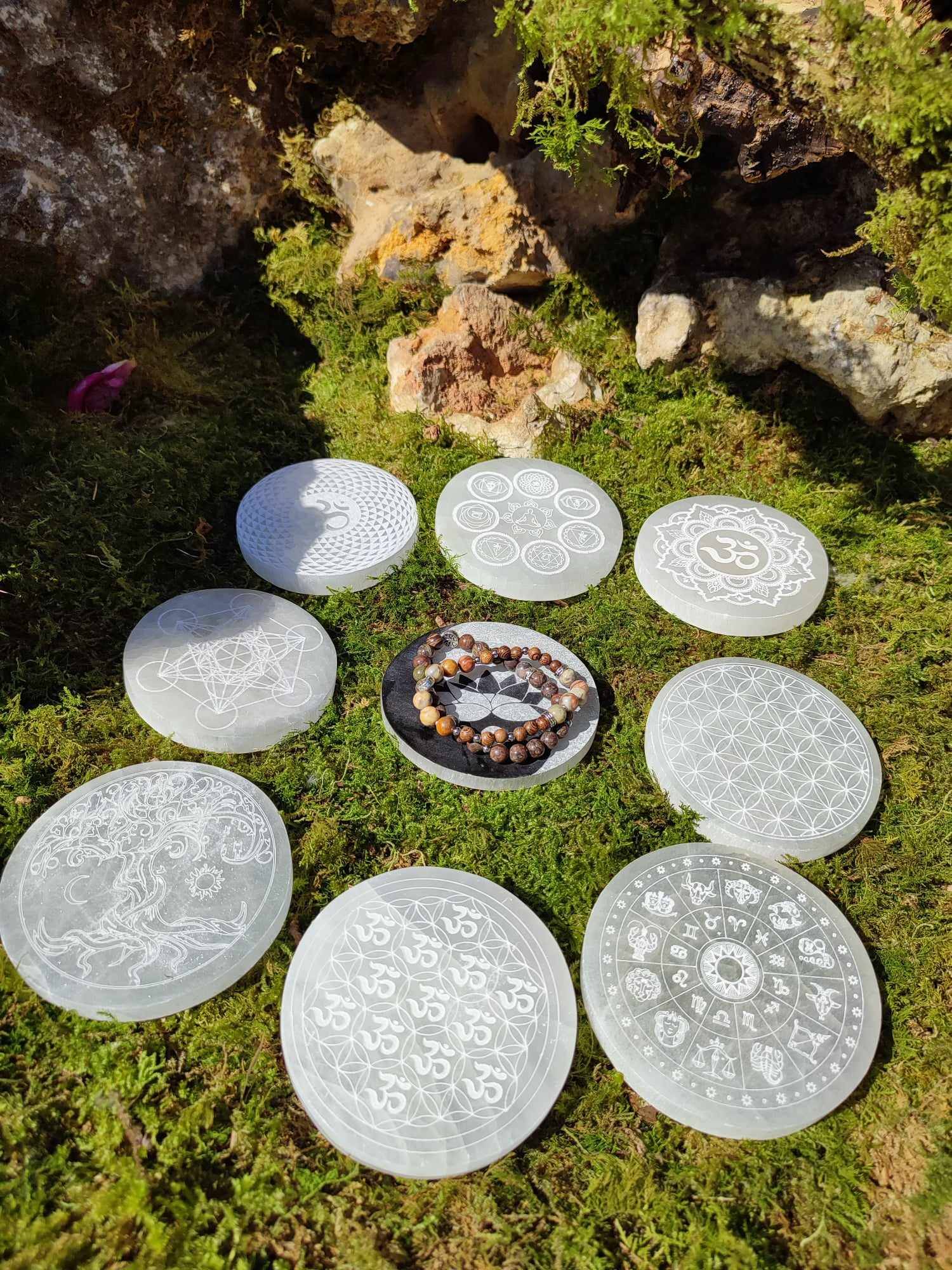 Disque de sélénite signe du zodiaque