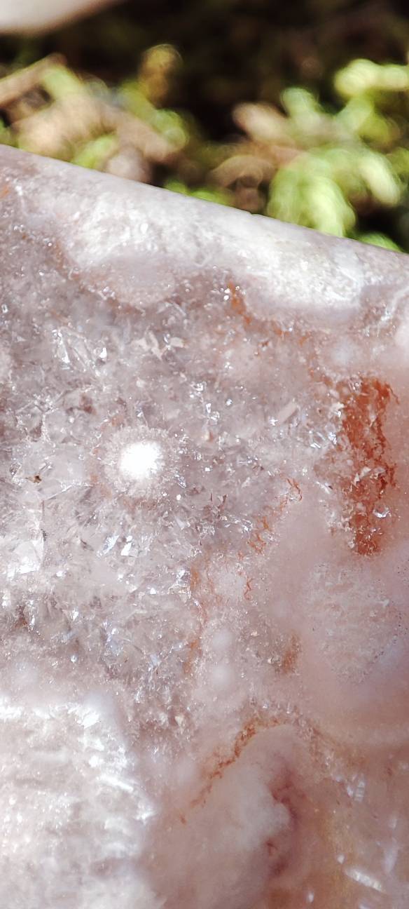 Obélisque en Amethyste Rose et Agate Fleurs