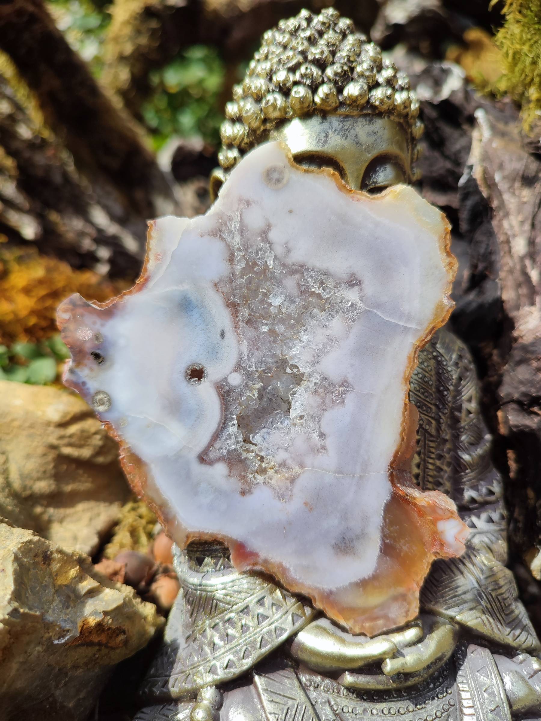 Tranche Amethyste Rose Agate Bleue