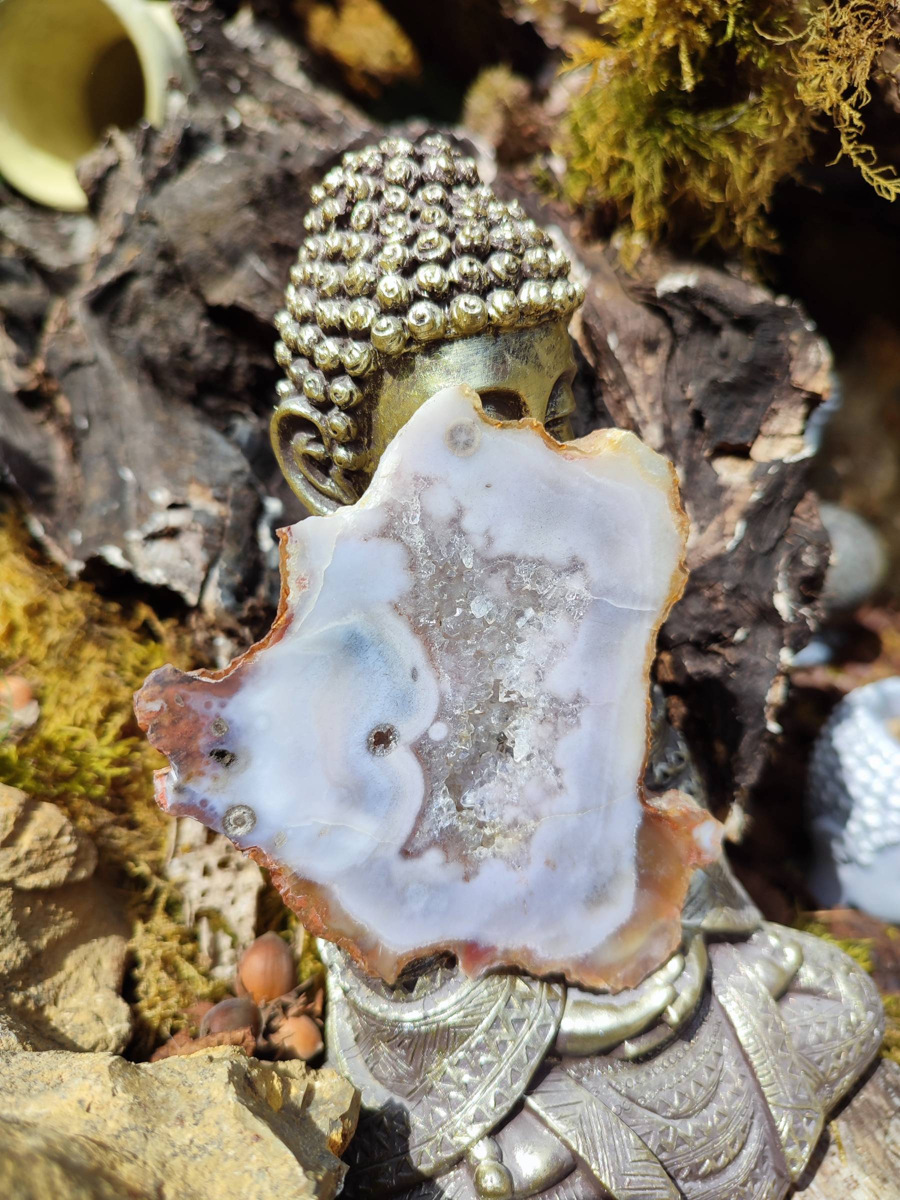 Tranche Amethyste Rose Agate Bleue