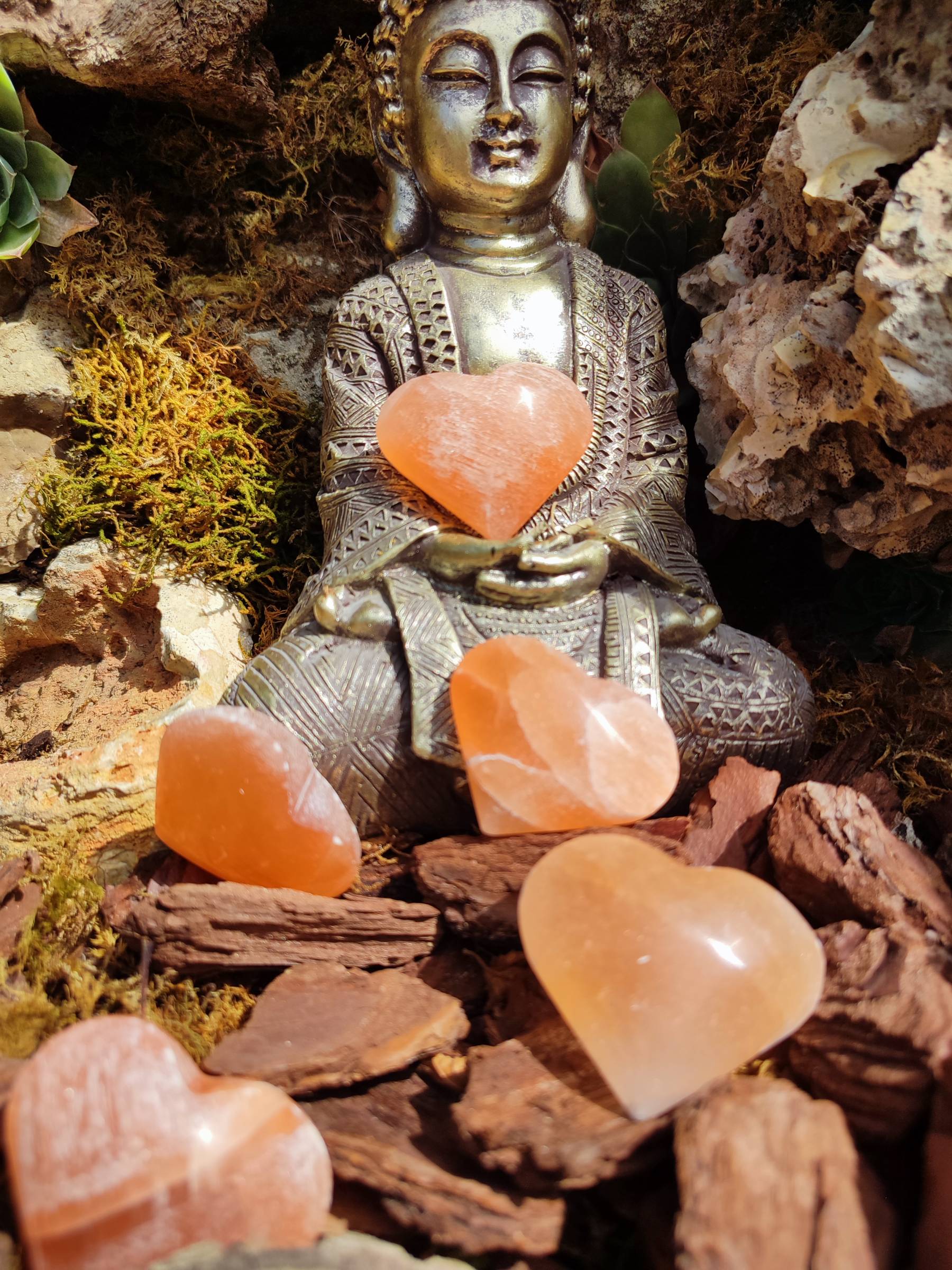 Coeur de sélénite Fleurs de Vie