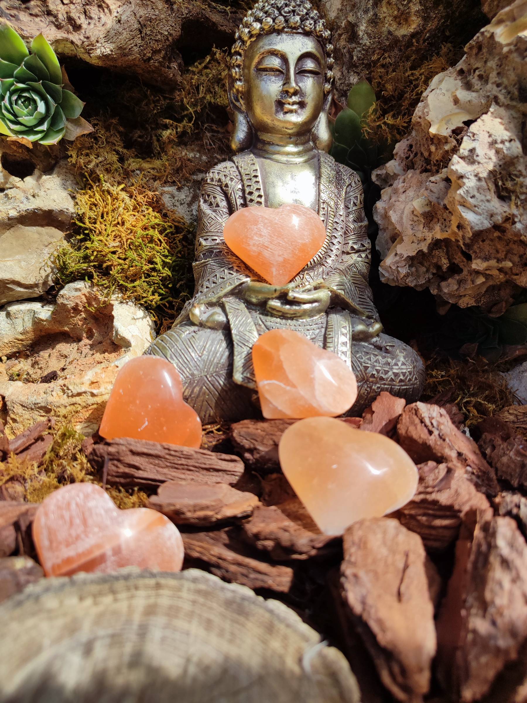 Coeur de sélénite Fleurs de Vie