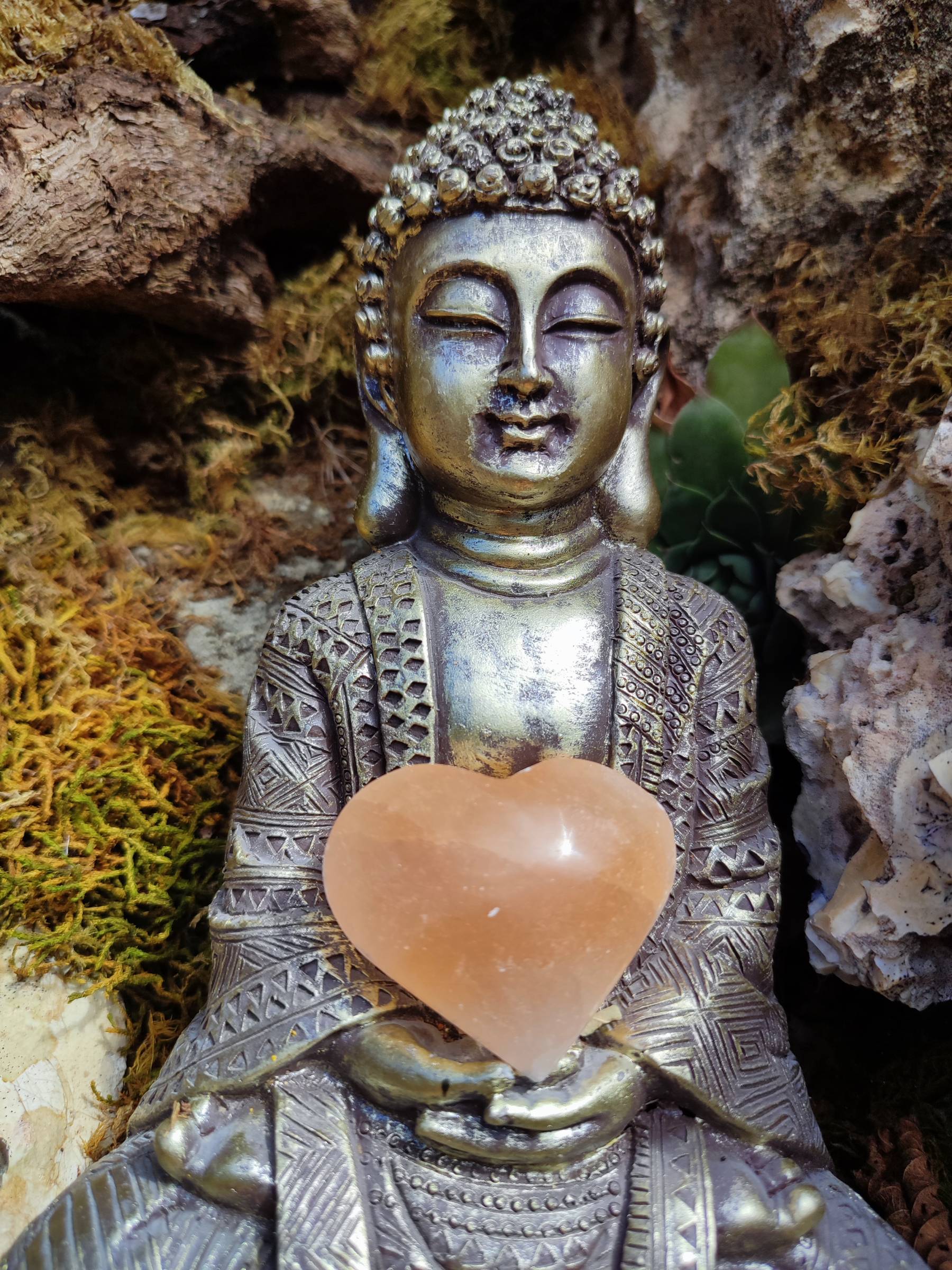 Coeur de sélénite Fleurs de Vie